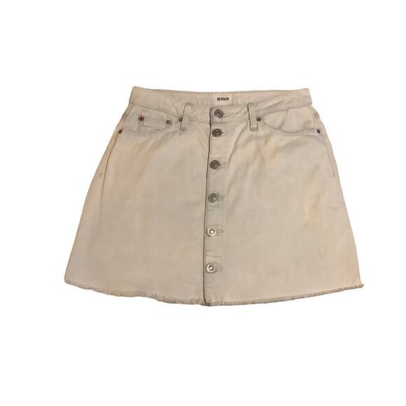 HUDSON JEANS WOMENS CAMMY BUTTON FRONT Skirt 27 FADED LIGHT BLUE DENIM  Frayed - Picture 1 of 10